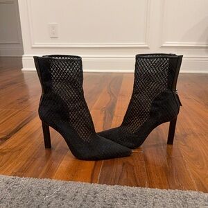 Zara Black Mesh Heeled Boots 7.5/38